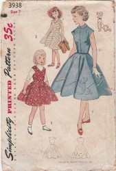3938 SIMPLICITY 1952 GIRL SWING DRESS, JUMPER, JACKET  TRANSFER  PATTERN 8